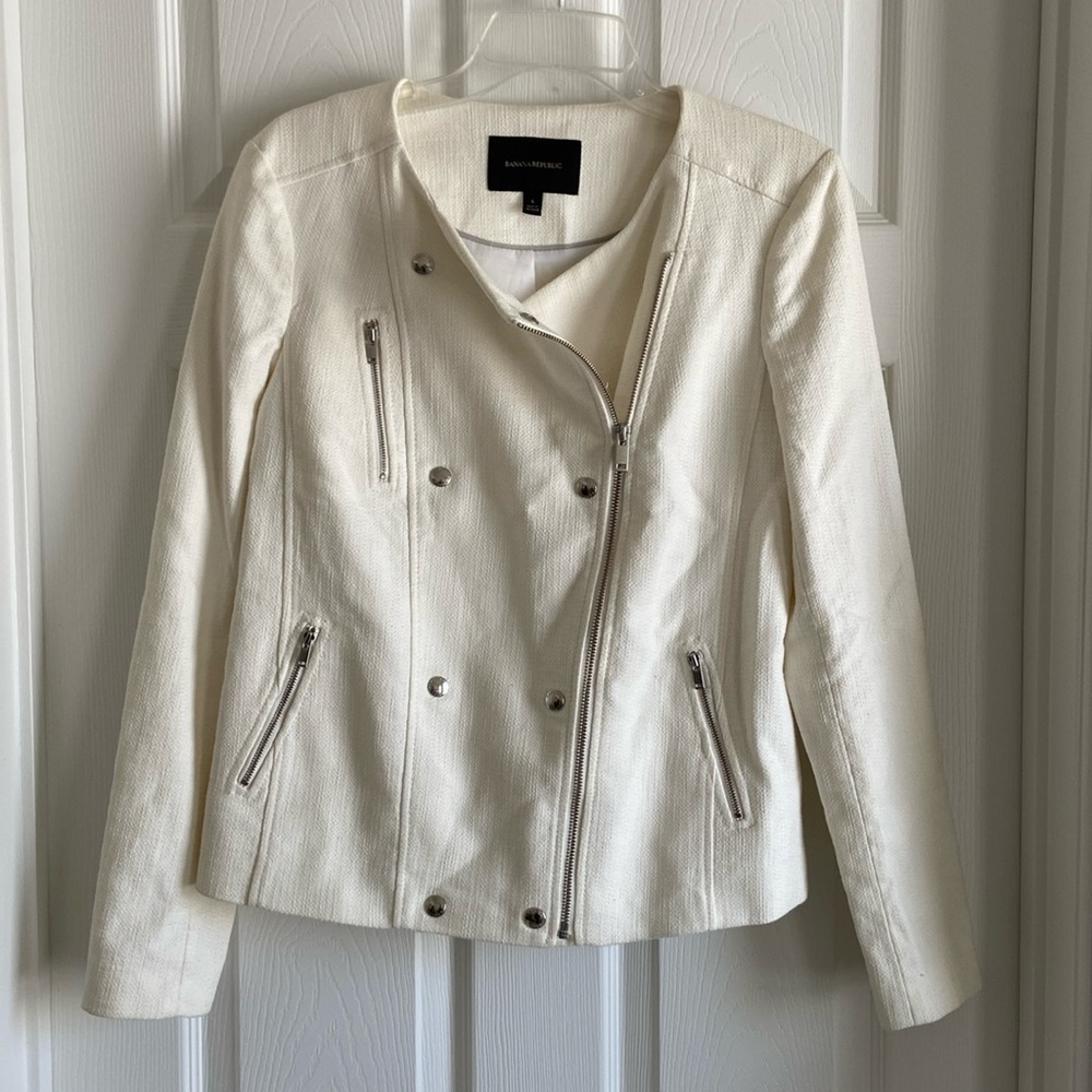 Banana Republic white tweed jacket